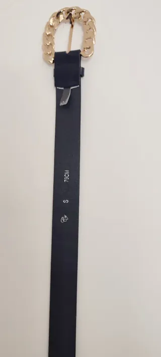 Cintura donna blu con fibbia dorata