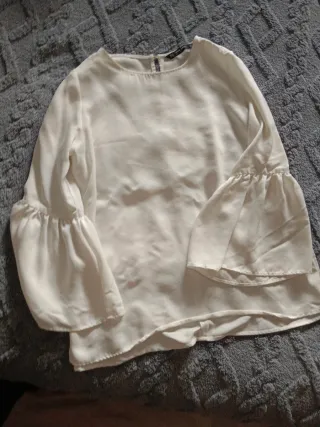 Blusas blancas mujer manga acampanada