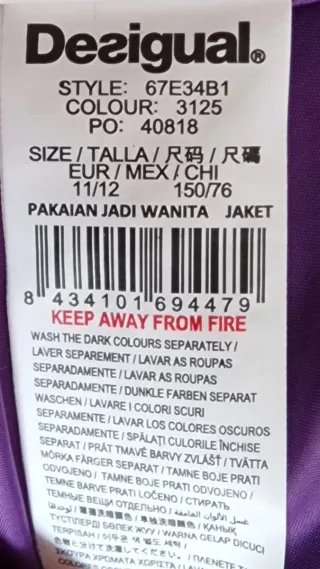 Abrigo acolchado Desigual niña violeta