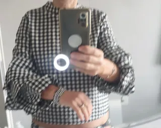 Camicia Zara quadri bianco nero