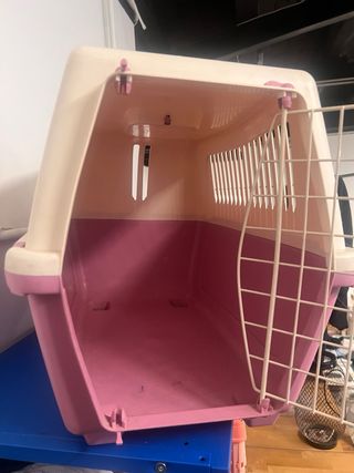 Transportín perro/gato rosa y beige