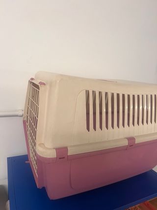 Transportín perro/gato rosa y beige