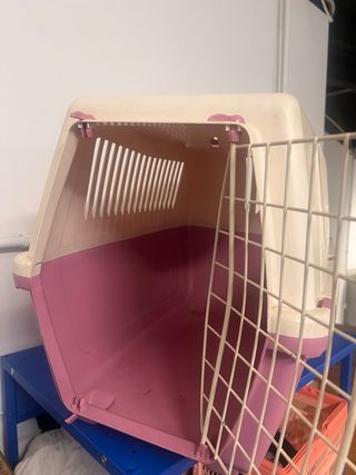 Transportín perro/gato rosa y beige