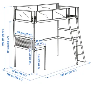 Cama alta IKEA con escritorio