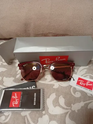 Gafas Ray-Ban Clubmaster Unisex Dorado Rojo