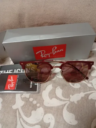 Gafas Ray-Ban Clubmaster Unisex Dorado Rojo