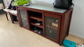 Mueble TV madera y cristal mate