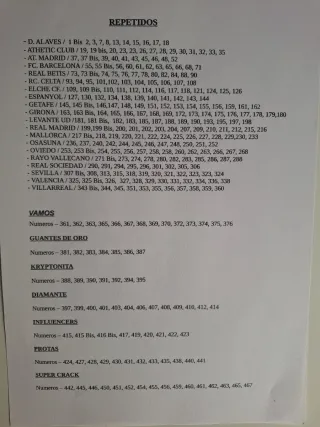 Cromos de fútbol repetidos