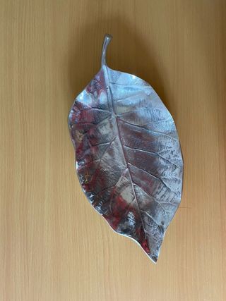 Centro de mesa hoja metal plateado