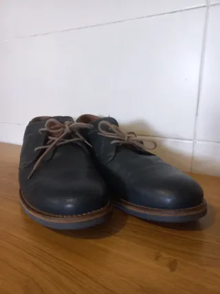 Zapatos de vestir cuero azul y marrón