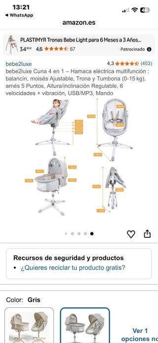 Hamaca eléctrica para bebés