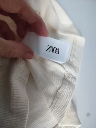 Camiseta Zara Algodón Talla S Beige