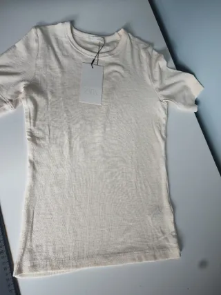 Camiseta Zara Algodón Talla S Beige