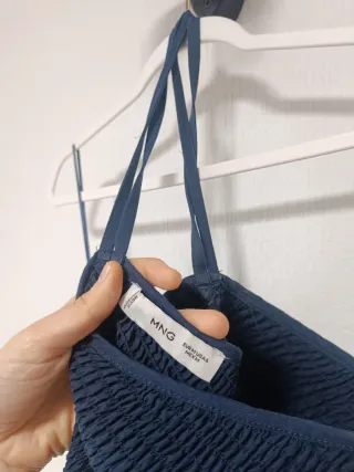 Vestido largo azul marino Mango