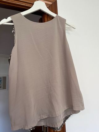 Blusa lentejuelas beige y dorada