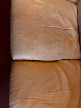 Sofá de 3 plazas beige de piel