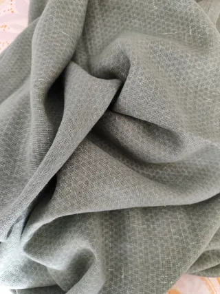 Tela lino y algodón verde salvia