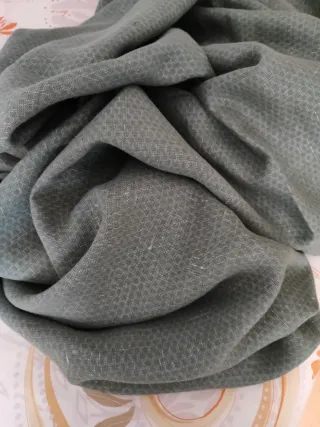 Tela lino y algodón verde salvia