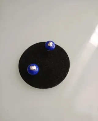Pendientes Oso Plata Azul