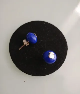 Pendientes Oso Plata Azul