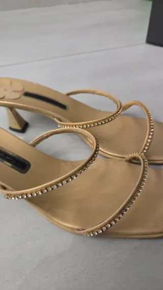 Ciabatte gioiello tacco basso oro