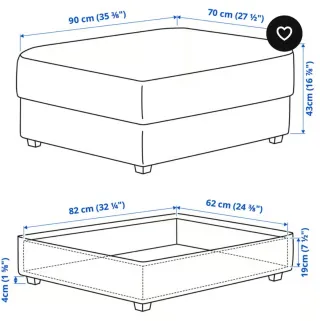 Reposapiés KIVIK azul/gris con almacenaje