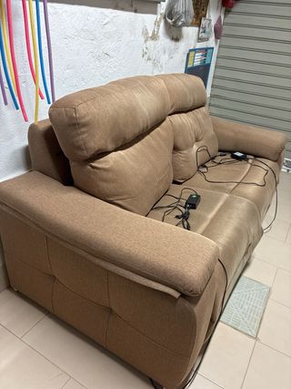 Sofá Relax 2 Plazas Tela Beige,con motor