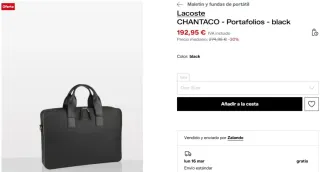 Maletín Lacoste Negro en perfectas condiciones