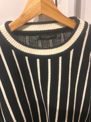Jersey Balmain Rayas Blanco y Negro Talla XL
