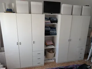 Armario blanco 3 puertas y cajones