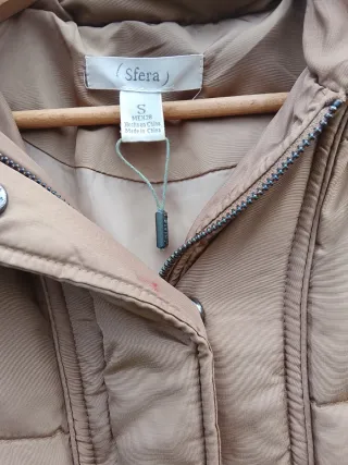 Anorak Beige Oscuro con Capucha con piel