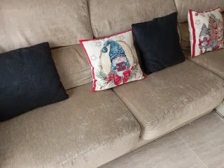 Sofá Chaiselongue Beige/Marrón