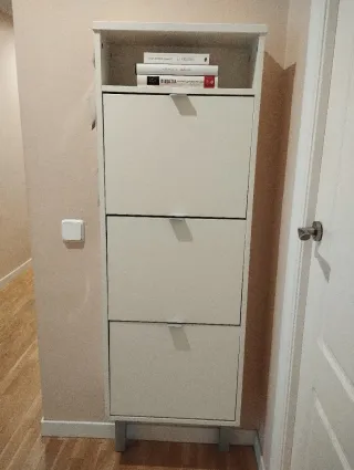 Zapatero 3 cajones blanco y madera