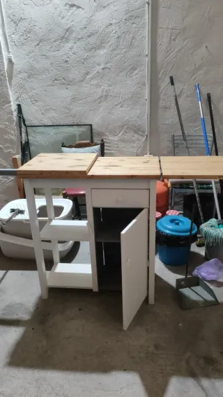 Mesa auxiliar cocina madera y metal