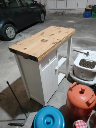 Mesa auxiliar cocina madera y metal