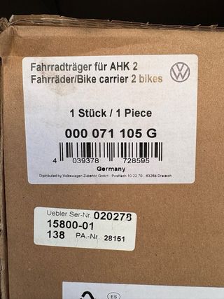 Porta bicicletas original Volkswagen 2 o 3 bicis.