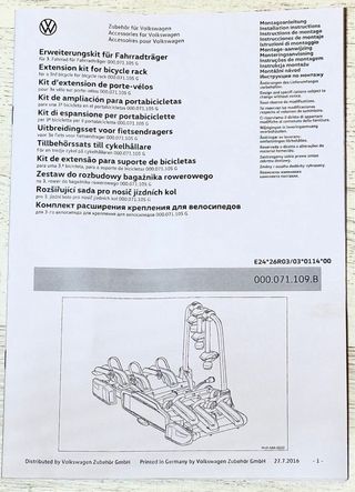Porta bicicletas original Volkswagen 2 o 3 bicis.