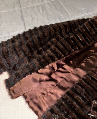 Chaqueta visón sintético rayas marrones