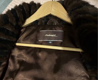 Chaqueta visón sintético rayas marrones