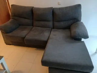 Sofá chaise longue gris azulado