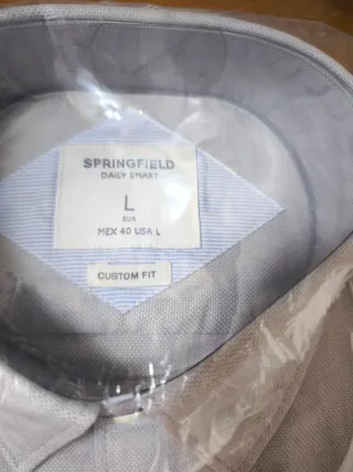 Camisa Springfield Talla L Gris Manga Larga