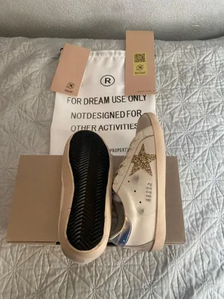 Golden Goose Superstar Beige Glitter Star