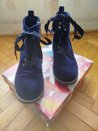 Botines niña terciopelo azul