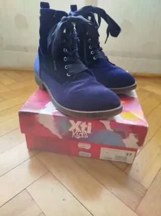 Botines niña terciopelo azul