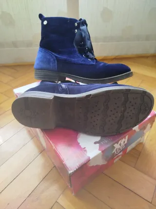 Botines niña terciopelo azul