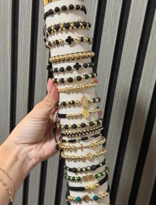 Pulsera Oro Laminado 18k Negra y Dorada