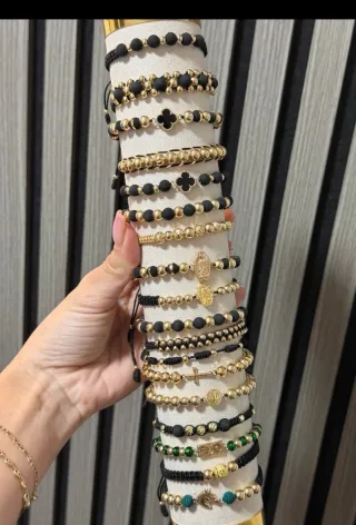 Pulsera Oro Laminado 18k Negra y Dorada