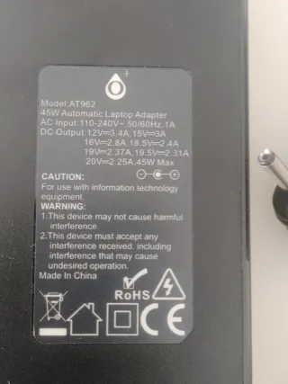 Cargador LG Negro 45W