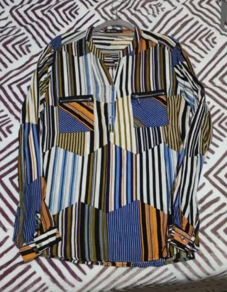 Camisa estampada rayas y bloques
