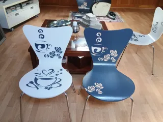 4 Sillas Cocina Madera y Metal